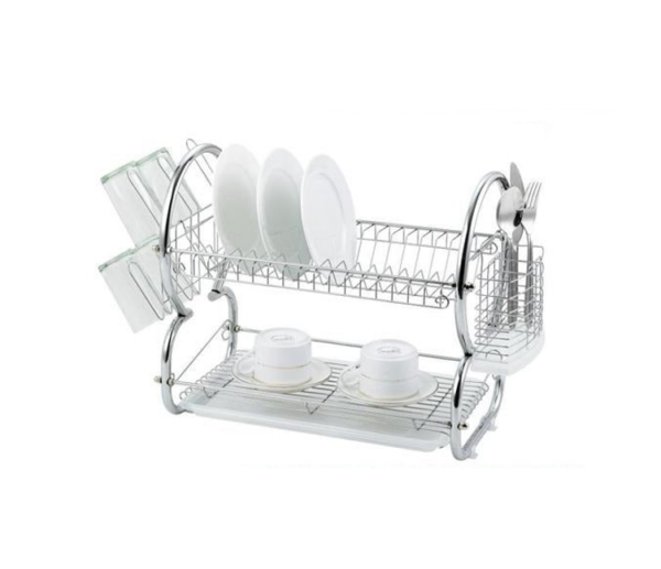 The Tristar 2 Tier Dish Drainer Cutlery Rack with Drip Tray in Silver is a kitchen accessory designed to help organize and dry your dishes efficiently. It features a two-tier...