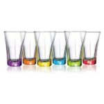 The Truva Mini Water Shot Glass 100cc Set consists of six colored glasses, with each glass having a capacity of 100cc. These glasses are likely designed for serving water or...