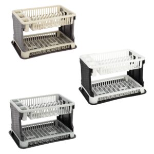 The Tuffex 2 Tier Plastic Kitchen Rattan Dish Drainer is a stylish and practical kitchen accessory designed to help organize and dry your dishes efficiently. With dimensions of...