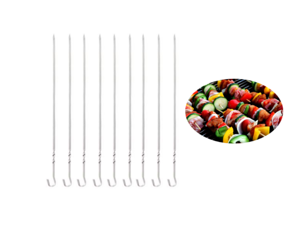 The "Twisted Metal BBQ Kebab Skewer Sticks" are a set of skewers designed for grilling and barbecuing. Each skewer is 38 cm in length, making them ideal for holding a variety of...