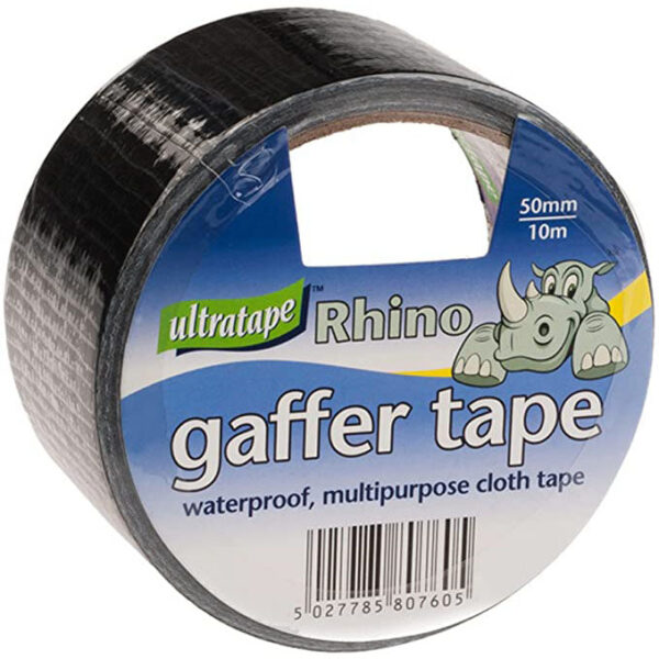 The Ultratape Rhino Gaffer Cloth Tape in black is a versatile adhesive tape commonly used for a variety of applications including sealing, binding, and repairs. This specific...