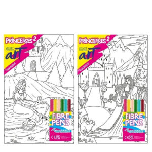 The "Velvet Poster Art Children's Fun Colouring with Pens" set features a delightful activity for kids centered around themes of princesses and castles. This set includes two...