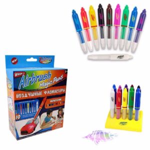 The Wham-O Airbrush Magic Pens Kit is a creative set designed to provide children and art enthusiasts with a fun way to create airbrush-style artwork. The kit typically includes...