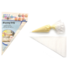 This appears to be a description of a product listing for a pack of 50 medium-sized cake decorating icing piping bags. The bags measure 30 cm by 20 cm. The number "7633" could...