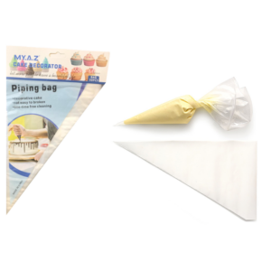 This appears to be a description of a product listing for a pack of 50 medium-sized cake decorating icing piping bags. The bags measure 30 cm by 20 cm. The number "7633" could...