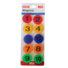 This appears to be a description of a product, specifically a pack of round fridge freezer magnet numbers. The pack includes numbers 1 through 10, each with a diameter of 2.7...