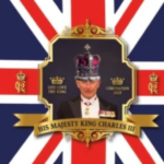This appears to be a description of a themed plastic tablecloth commemorating the coronation of King Charles III. The tablecloth features a traditional Union Jack design and...
