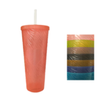 This product is a large plastic drinking cup or tumbler with a capacity of 750ml. It comes with a lid and straw, featuring a heart design. The cup measures 22.5 cm in height and...