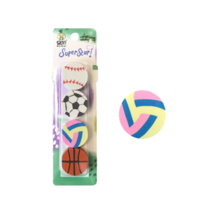 This product is a set of round erasers designed to look like sports balls. Each eraser measures 3 cm in diameter and 1 cm in thickness. The pack includes four erasers, each...