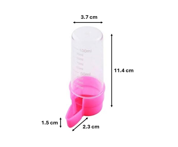 This product is a small plastic bird water or feeder bottle with a capacity of 100ml. It comes in assorted colors and is identified by the model number 7540. It is designed to...