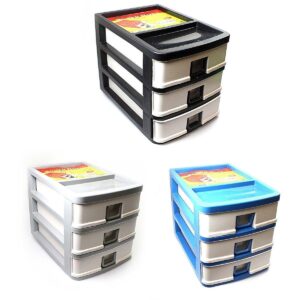 This product is a small, three-tiered plastic storage box designed for organizing sewing or craft supplies. It comes in assorted colors and measures 20 cm in length, 18.5 cm in...