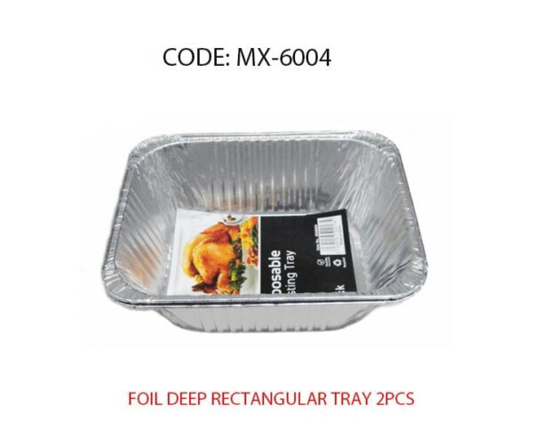 This product refers to a pack of two disposable deep rectangular aluminum foil roasting trays, each measuring 32 x 26 x 10 cm. These trays are typically used for roasting or...