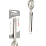 This seems to be a product description for a stainless steel kitchen spoon, specifically a large tablespoon. The dimensions provided are 6 cm by 4 cm, which likely refer to the...