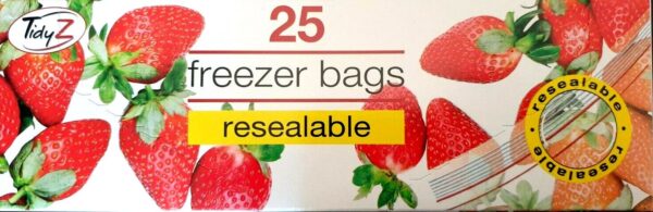 TIDYZ 25 Large Resealable Zip Slide Freezer Bags, Approximately 23cm x 25cm