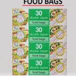 TIDYZ Double Zipper Food and Freezer Bags, Pack of 30