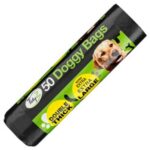 TIDYZ Ultra-Durable Black Dog Waste Bags with Tie Handles, Pack of 50