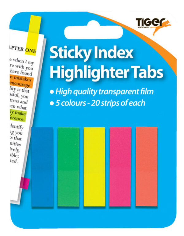 TIGER 100 Neon Highlighter Sticky Index Tabs