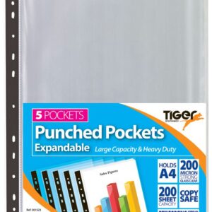 TIGER 5 A4 EXPANDABLE PUNCHED POCKETS