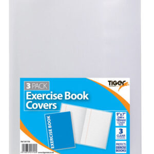 TIGER 9" x 7" Exercise Book Set of 3 with Transparent Cover