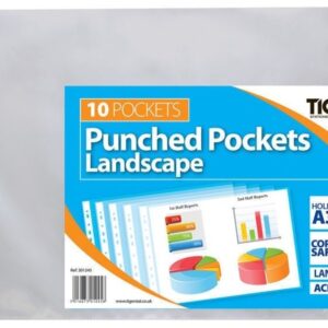 TIGER A3 LANDSCAPE PUNCHED POCKETS, PACK OF 10