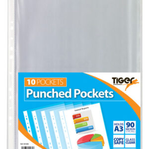 TIGER A3 Portrait Punched Pocket, Pack of 10