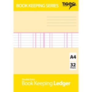 TIGER A4 Double Entry Ledger Book, 32 Pages