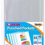 TIGER A4 Durable Transparent Poly Document Sleeves, Pack of 30