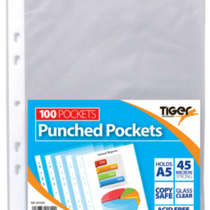 TIGER A5 PACK OF 100 HOLE-PUNCHED PROTECTOR SLEEVES