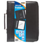 Tiger Deluxe A4 Black Folder with Lined Notepad and Calculator