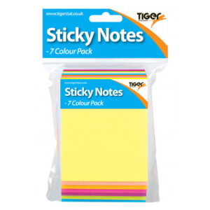 Tiger Neon Color Sticky Notes Pad, Pack of 7