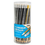 Tiger Premium HB Pencils with Erasers in a Pack of 72 Tub