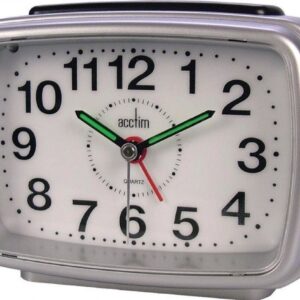 TITAN 2 Large Silver Alarm Table Clock with Beep