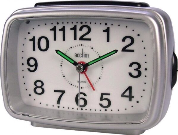 TITAN 2 Large Silver Alarm Table Clock with Beep