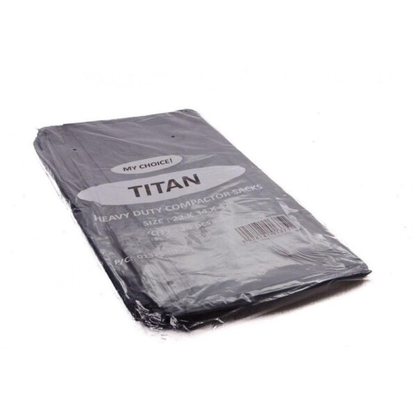 Titan Heavy-Duty Black Compactor Bags 22.5 x 34 x 47 inches, Pack of 25