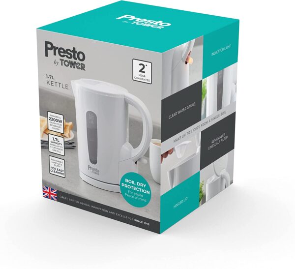 TOWER PRESTO 2200W 1.7L ELECTRIC KETTLE - WHITE