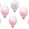 Twelve 'It's a Girl' Pink Latex Balloons