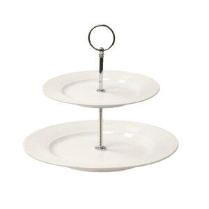 Two-Tier Cake Stand in Solar White Porcelain