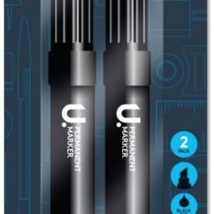 U. MARK Jumbo Permanent Markers, Black Ink, Pack of 2