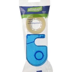 Ultratape Transparent Easytear Tape with Dispenser, 19mm x 33m