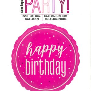 UNIQU 18" Pink Happy Birthday Round Foil Balloon