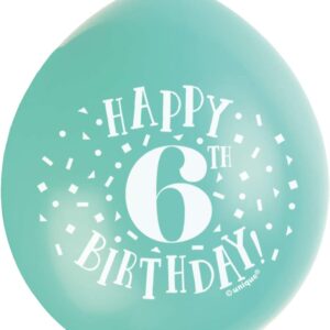 Unique Party 6th Birthday Multicolor Latex Balloons - Pack of 10