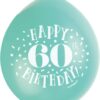 Unique Party Multicolor 60th Birthday Latex Balloons - Pack of 10