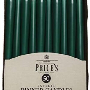 Unwrapped Green Tapered Dinner Candles, 7-Hour Burn Time, Pack of 50