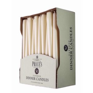 Unwrapped Ivory Tapered Dinner Candles, 7-Hour Burn Time, Pack of 50