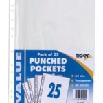 Value Pack of 25 Clear A4 Punched Pockets