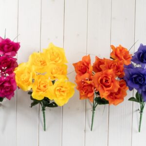 VARIETY OF COLORED ARTIFICIAL ROSE BUSH FOR DECORATION