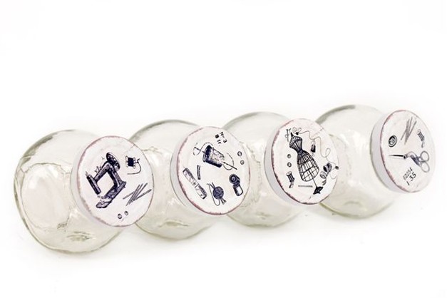 Vintage Glass Jar for Assorted Sewing Supplies, 8x6