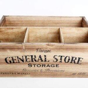 Vintage Wooden Storage Box with Four Compartments