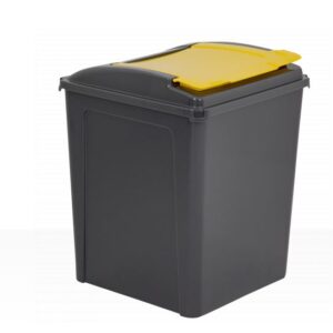 WHAM 50L Recycle Bin with Graphite and Yellow Lid