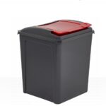 WHAM 50L Recycle It Bin with Lid in Graphite/Red